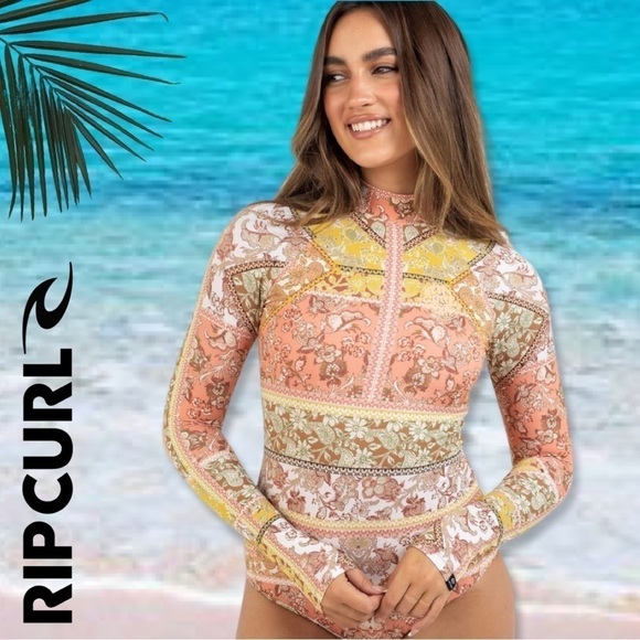RIP Curl Wanderer Long Sleeve Rash guard Surf suit Coral Boho L and XL - Picture 11 of 11